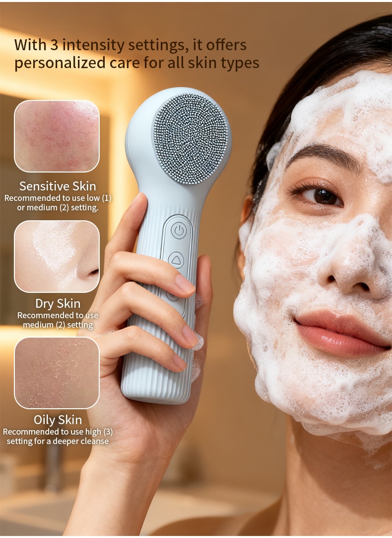 실리콘 클렌징 브러쉬, 충전식 방수 음파 진동 페이스  - Silicone Face Scrubber Electric 리뷰 및 가격